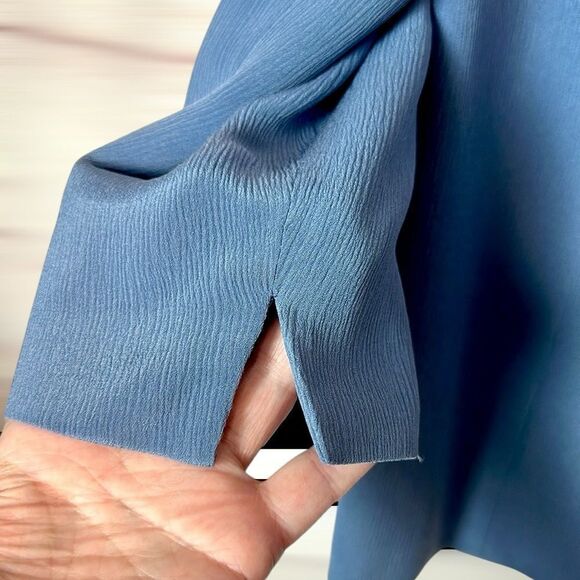 NWT Talbots Silk Blue Blazer Jacket Lined V-neck size 16 Vintage Excellent - Picture 7 of 12